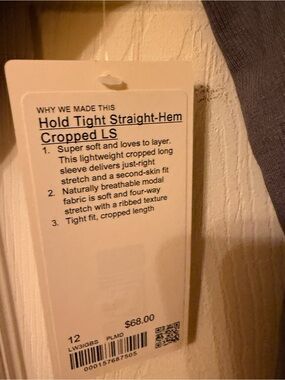 lululemon athletica Hold Tight Cropped Long Sleeve in Charcoal